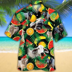 Farm Hawaiian Shirt, Brahman Cattle Tropical…