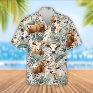 Farm Hawaiian Shirt, Brahman Cattle Tropical…