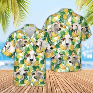 Farm Hawaiian Shirt, Brahman Cattle White…