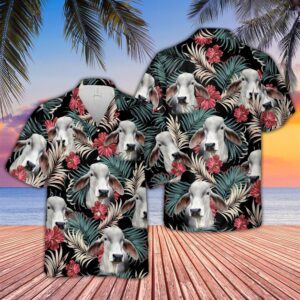 Farm Hawaiian Shirt, Brahman Dark Red…