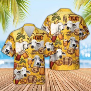 Farm Hawaiian Shirt, Brahman Drink Beer…