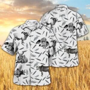 Farm Hawaiian Shirt, Brahman Pattern All…