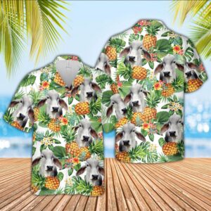 Farm Hawaiian Shirt, Brahman Pineapple Pattern…