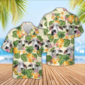 Farm Hawaiian Shirt, Brahman Pineapple Pattern…