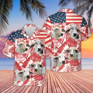 Farm Hawaiian Shirt, Brahman Red Floral…