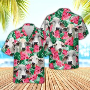 Farm Hawaiian Shirt, Brahman Watermelon 3D…