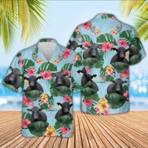 Farm Hawaiian Shirt, Brangus Flower Pattern…