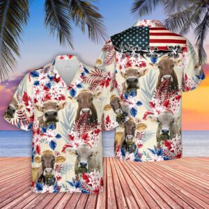 Farm Hawaiian Shirt, Brown Swiss Pattern…