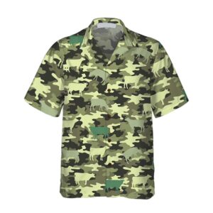 Farm Hawaiian Shirt, Camouflage Cow All…