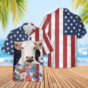 Farm Hawaiian Shirt, Charolais 4Th Of…