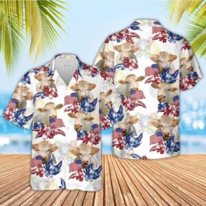 Farm Hawaiian Shirt, Charolais American Flowers…