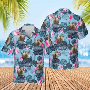 Farm Hawaiian Shirt, Charolais Blue Hibiscus…