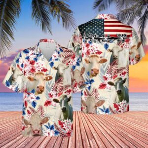 Farm Hawaiian Shirt, Charolais Cattle American…