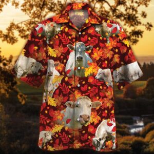 Farm Hawaiian Shirt, Charolais Cattle Autumn…