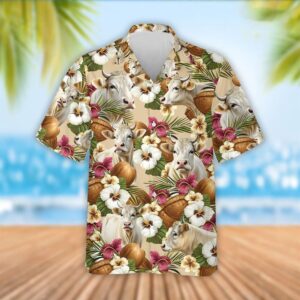 Farm Hawaiian Shirt, Charolais Cattle Coconut…