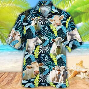 Farm Hawaiian Shirt, Charolais Cattle Jungle…