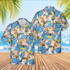 Farm Hawaiian Shirt, Charolais Cattle Tropical…