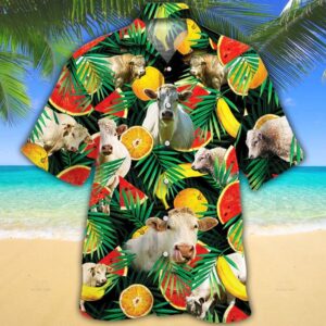 Farm Hawaiian Shirt, Charolais Cattle Tropical…