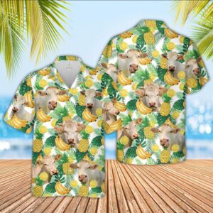 Farm Hawaiian Shirt, Charolais Cattle White…