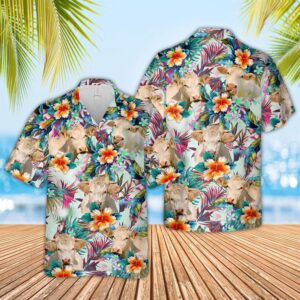 Farm Hawaiian Shirt, Charolais Colorful Leaf…