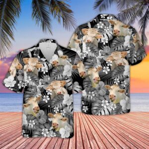 Farm Hawaiian Shirt, Charolais Grey 3D…