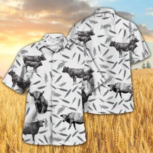 Farm Hawaiian Shirt, Charolais Pattern All…