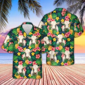 Farm Hawaiian Shirt, Charolais Summer Pattern…