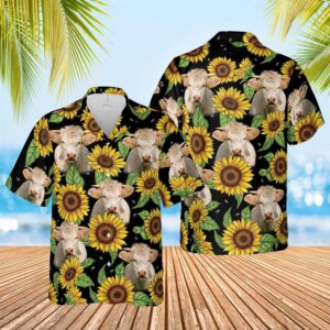 Farm Hawaiian Shirt, Charolais Sunflower Hawaiian…