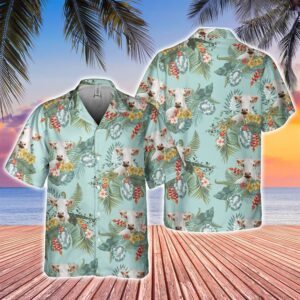 Farm Hawaiian Shirt, Charolais Tropical Flowers…