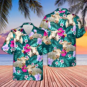 Farm Hawaiian Shirt, Charolais Tropical Style…