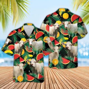 Farm Hawaiian Shirt, Charolais Watermelon Hawaiian…