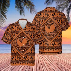 Farm Hawaiian Shirt, Chicken Boho Pattern…