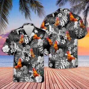 Farm Hawaiian Shirt, Chicken Grey 3D…