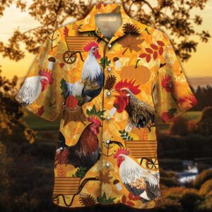 Farm Hawaiian Shirt, Chicken Orange Nature…