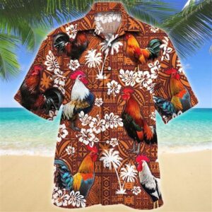 Farm Hawaiian Shirt, Chicken Red Tribal…