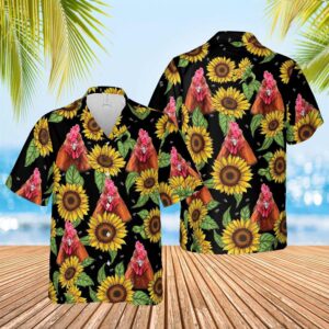 Farm Hawaiian Shirt, Chicken Sunflower Hawaiian…