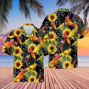 Farm Hawaiian Shirt, Chicken Sunflower Hawaiian…