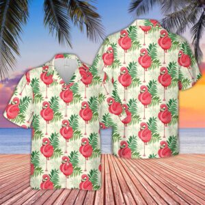 Farm Hawaiian Shirt, Colorful Flamingo Pattern…