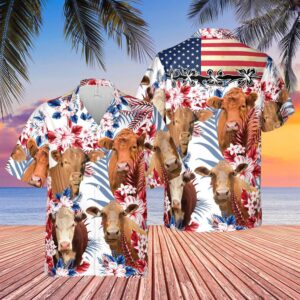 Farm Hawaiian Shirt, Cow American Flag…