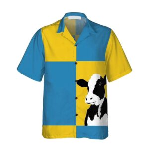 Farm Hawaiian Shirt, Cow On Yellow…