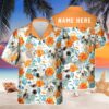 Farm Hawaiian Shirt, Custom Name Brahman Cow Hibiscus Flowers All 3D Printed Hawaiian Shirt, Animal Hawaiian Shirt