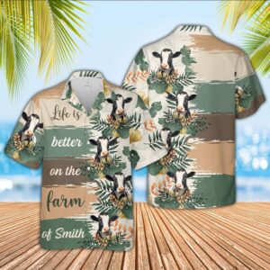 Farm Hawaiian Shirt, Custom Name Holstein…