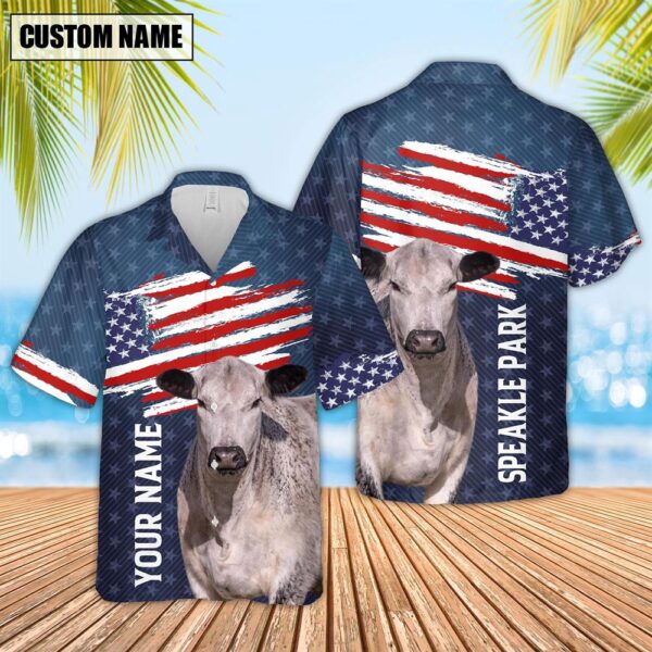 Farm Hawaiian Shirt, Custom Name Speakle Park Us Flag Pattern 3D Hawaiian Shirt, Animal Hawaiian Shirt
