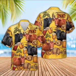 Farm Hawaiian Shirt, Dexter Cattle Drink…