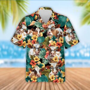 Farm Hawaiian Shirt, Dexter Cattle Tropical…