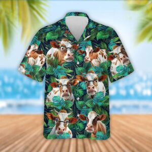 Farm Hawaiian Shirt, Dexter Cattle Tropical…