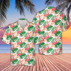 Farm Hawaiian Shirt, Flamingo Pattern D02…