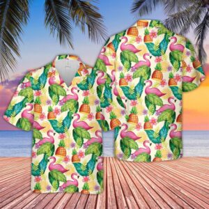 Farm Hawaiian Shirt, Flamingo Pattern D04…