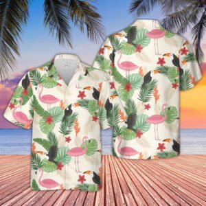 Farm Hawaiian Shirt, Flamingo Pattern D06…