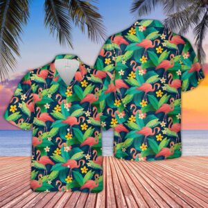 Farm Hawaiian Shirt, Flamingo Pattern D09…